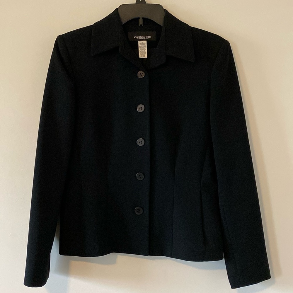 Jones New York Black Platinum Petite Blazer Suit coat / jacket Size 8P